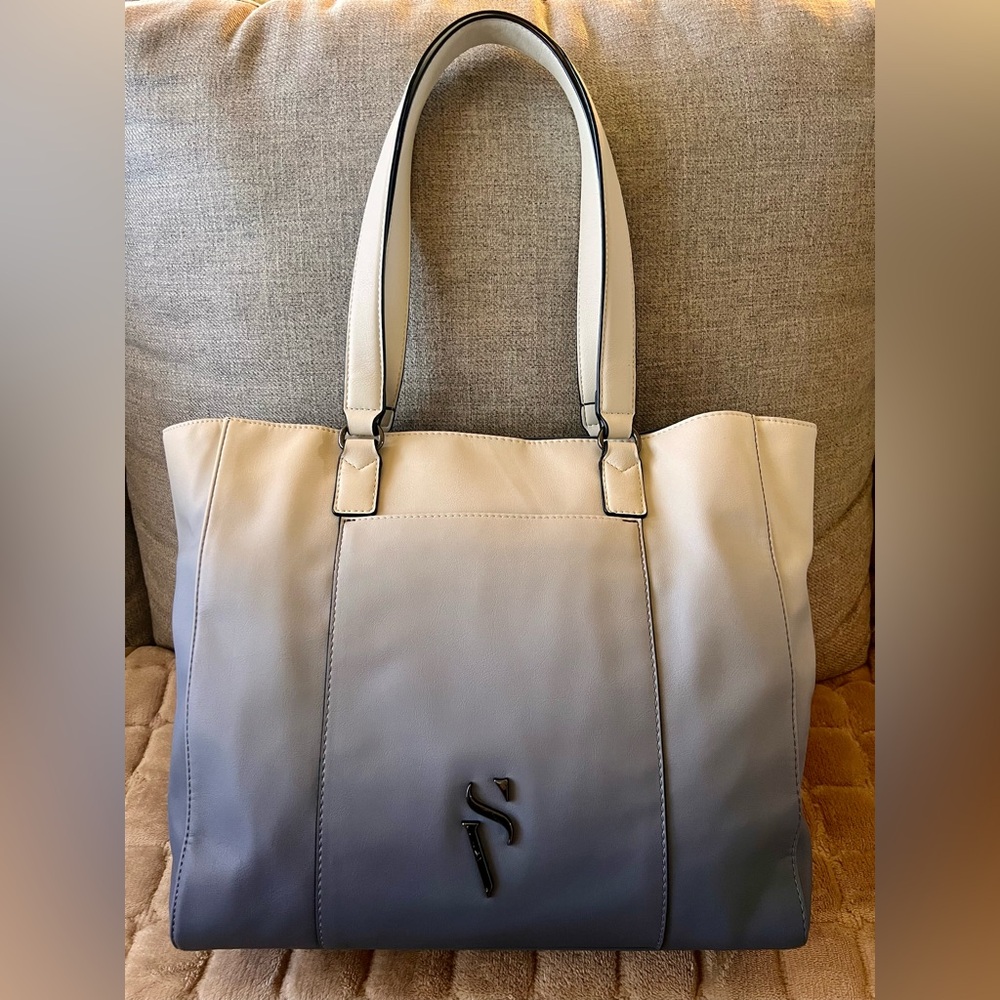 Simply Vera Vera Wang Ombre Tote Bag Beige Navy Work Shoulder Bag